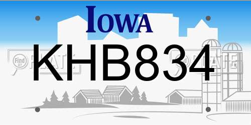 KHB834 Iowa License Plate