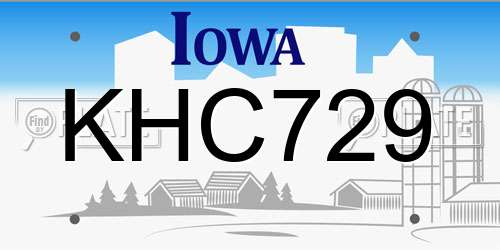KHC729 Iowa License Plate