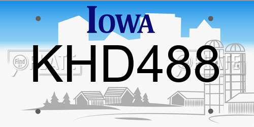 KHD488 Iowa License Plate