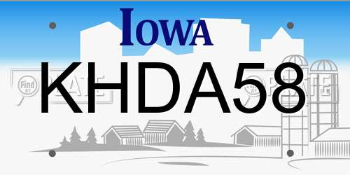KHDA58 Iowa License Plate