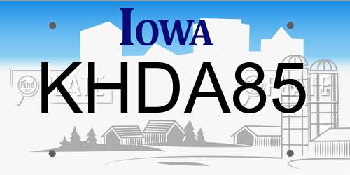 KHDA85 Iowa License Plate