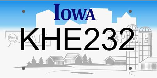 KHE232 Iowa License Plate