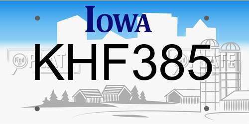 KHF385 Iowa License Plate