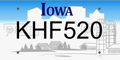 KHF520 Iowa License Plate