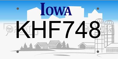KHF748 Iowa License Plate