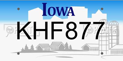 KHF877 Iowa License Plate