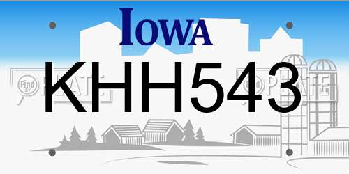 KHH543 Iowa License Plate