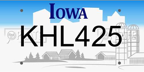 KHL425 Iowa License Plate