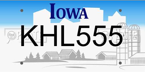 KHL555 Iowa License Plate