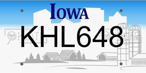 KHL648 Iowa License Plate