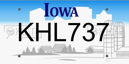 KHL737 Iowa License Plate