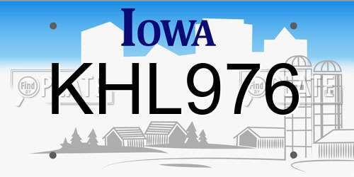 KHL976 Iowa License Plate