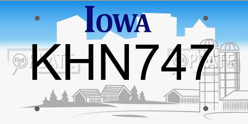KHN747 Iowa License Plate