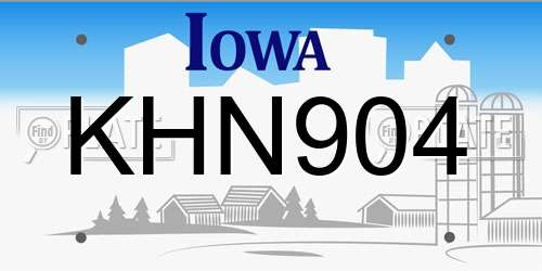 KHN904 Iowa License Plate