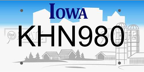KHN980 Iowa License Plate
