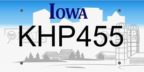 KHP455 Iowa License Plate