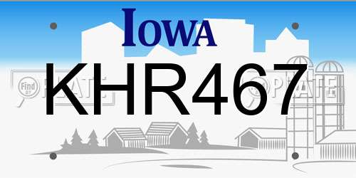 KHR467 Iowa License Plate