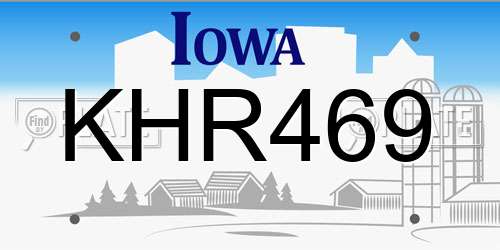 KHR469 Iowa License Plate