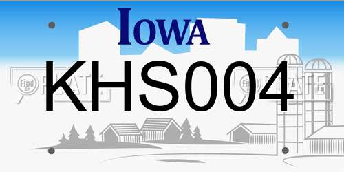 KHS004 Iowa License Plate