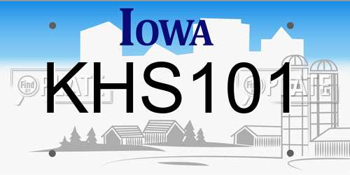KHS101 Iowa License Plate