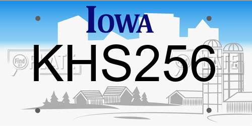 KHS256 Iowa License Plate
