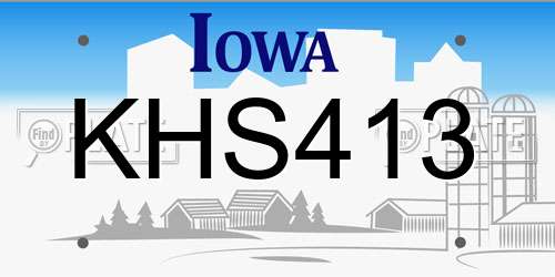 KHS413 Iowa License Plate