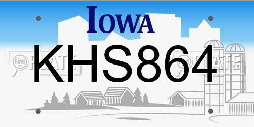 KHS864 Iowa License Plate