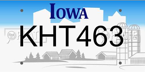 KHT463 Iowa License Plate