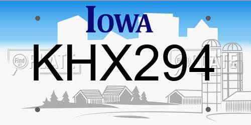 KHX294 Iowa License Plate