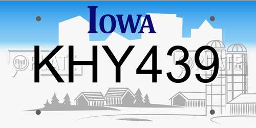 KHY439 Iowa License Plate