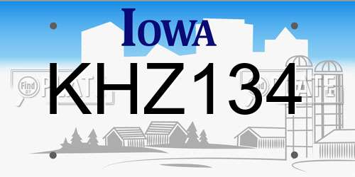 KHZ134 Iowa License Plate