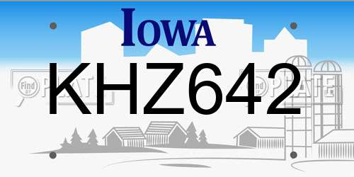 KHZ642 Iowa License Plate