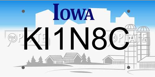 KI1N8C Iowa License Plate