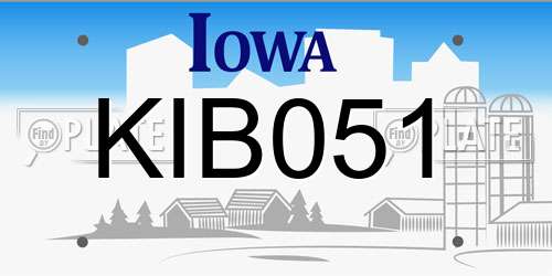 KIB051 Iowa License Plate