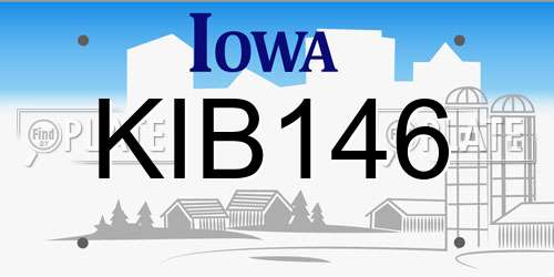 KIB146 Iowa License Plate