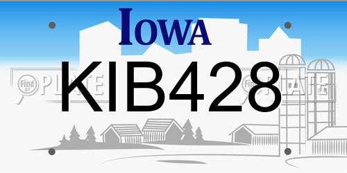 KIB428 Iowa License Plate