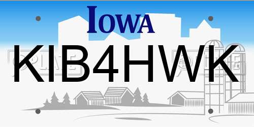 KIB4HWK Iowa License Plate