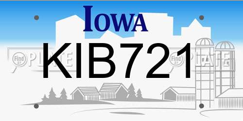 KIB721 Iowa License Plate