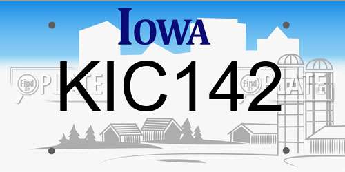 KIC142 Iowa License Plate