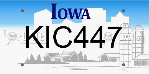 KIC447 Iowa License Plate