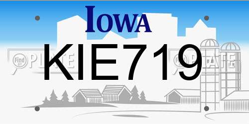 KIE719 Iowa License Plate