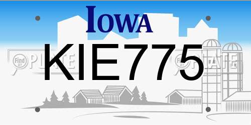 KIE775 Iowa License Plate