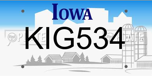 KIG534 Iowa License Plate