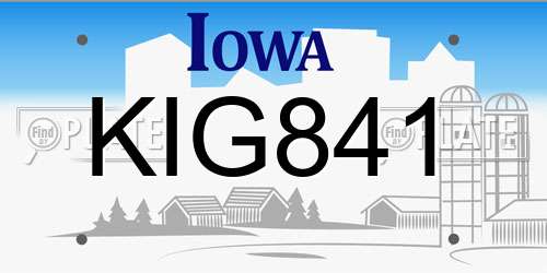 KIG841 Iowa License Plate