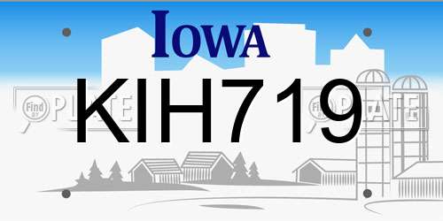 KIH719 Iowa License Plate