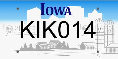KIK014 Iowa License Plate