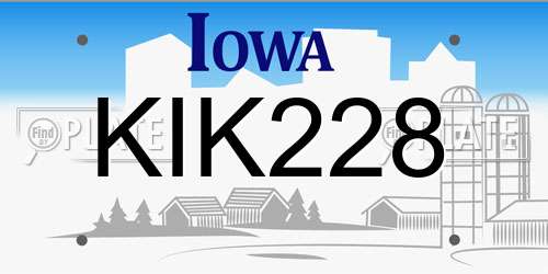 KIK228 Iowa License Plate