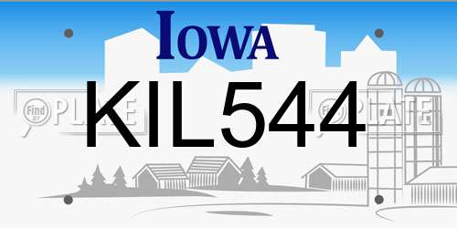 KIL544 Iowa License Plate