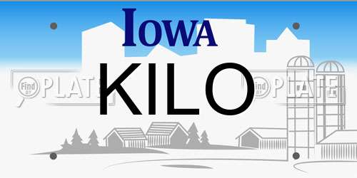 KILO Iowa License Plate