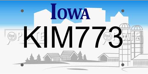 KIM773 Iowa License Plate
